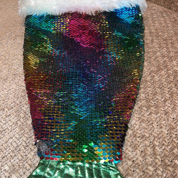 Christmas Stocking Mermaid Sequined Very Colorful 22” x 9” - Picture 6 of 8